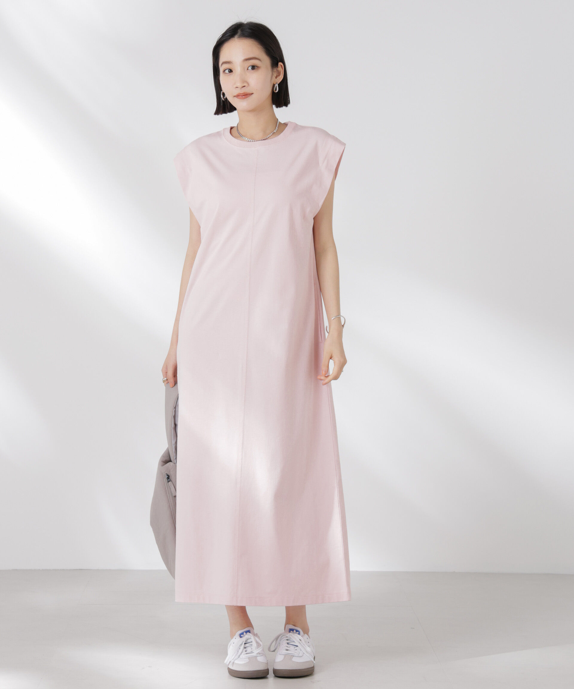 nano･universe「STORATECH 機能素材タックスリーブカットワンピース」|ワンピース|ピンク