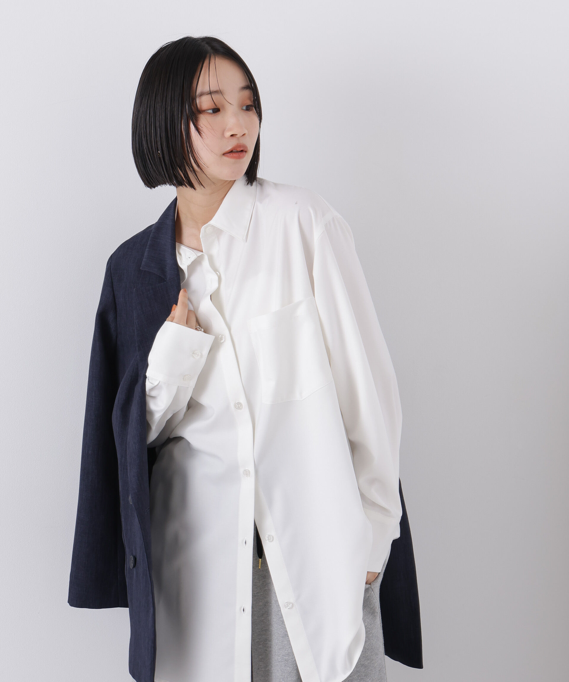 nano･universe「マシンウォッシャブルイージーケア　オーバーシャツ」|シャツ・ブラウス|ホワイト