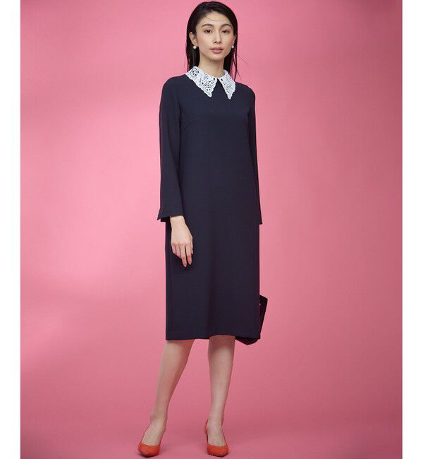 組曲「【KUMIKYOKU NAVY】コンフォータブルドレープ レース襟ワンピース」|ワンピース|