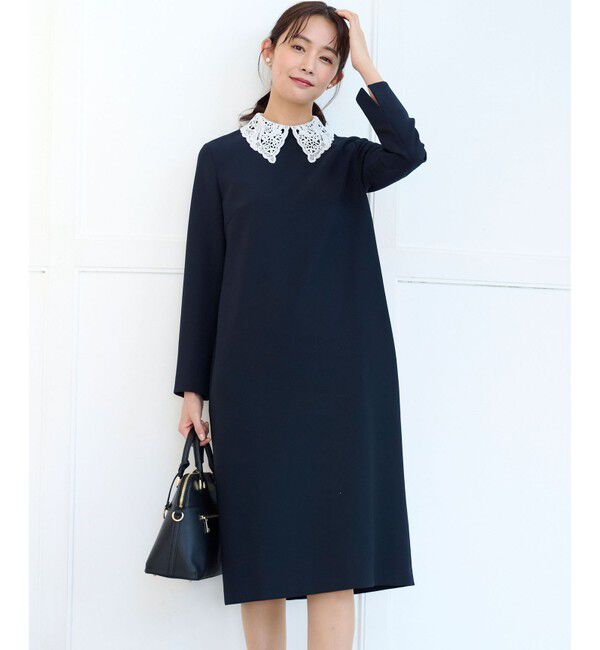 組曲「【KUMIKYOKU NAVY】コンフォータブルドレープ レース襟ワンピース」|ワンピース|