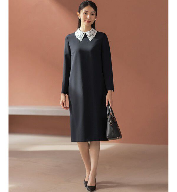 組曲「【KUMIKYOKU NAVY】コンフォータブルドレープ レース襟ワンピース」|ワンピース|