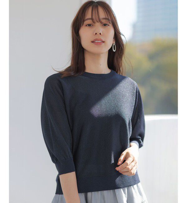 組曲「【前後着用可】ドルマンスリーブライトラメ ニット」|ニット・セーター|ネイビー系