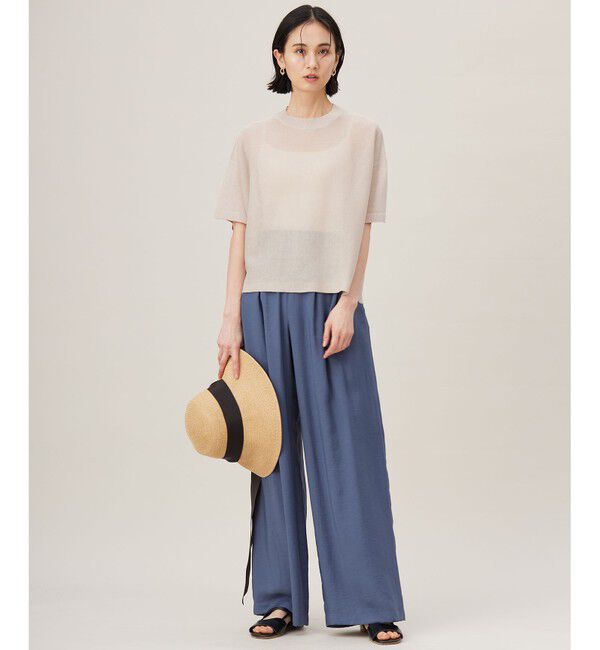 自由区「【アンサンブル対応・洗える】ドライシアーファインゲージクロップド丈 ニット」|ニット・セーター|