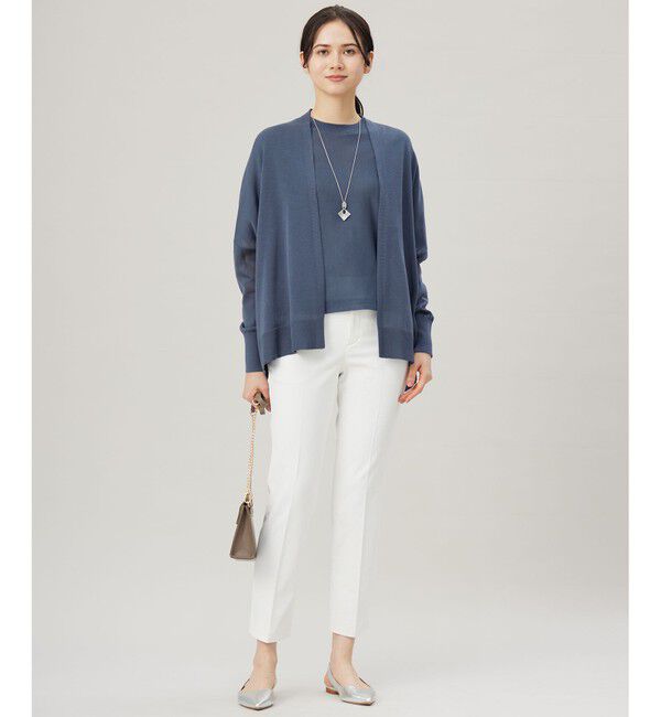 自由区「【アンサンブル対応・洗える】ドライシアーファインゲージクロップド丈 ニット」|ニット・セーター|