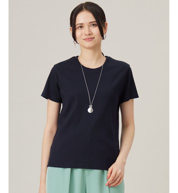 自由区「【ドラマ「明日はもっと いい日になる」着用】ソフトリブ Tシャツ」|Tシャツ・カットソー|ネイビー