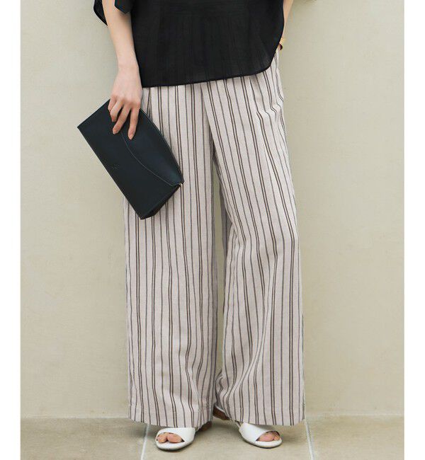 自由区「【セットアップ対応】リネンビスコースストライプドロスト パンツ」|その他|フラックス系