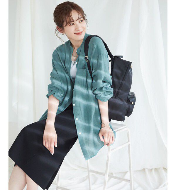 23区「【WEB限定カラーあり/洗える】LIBECO バンドカラー ビッグシルエット シャツ」|シャツ・ブラウス|