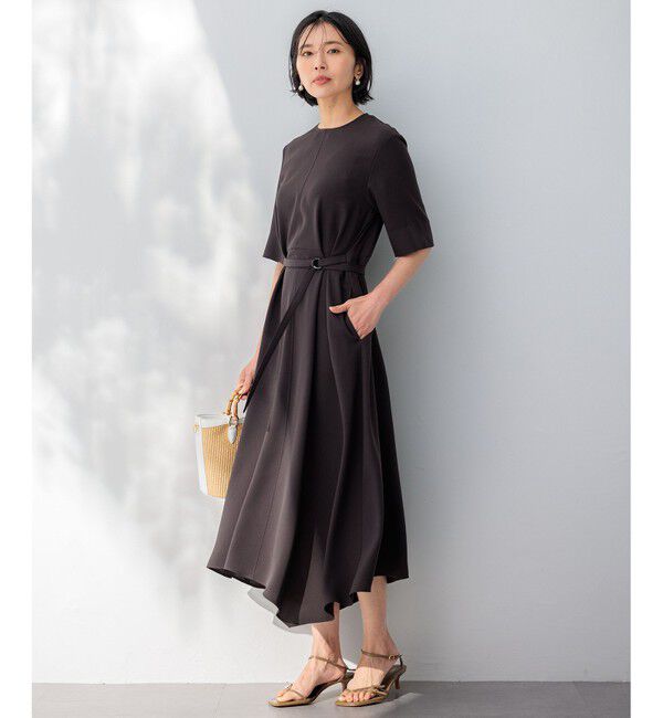 23区「【撥水加工/洗える】キューティクルストレッチツイル イレギュラーヘム ワンピース」|ワンピース|