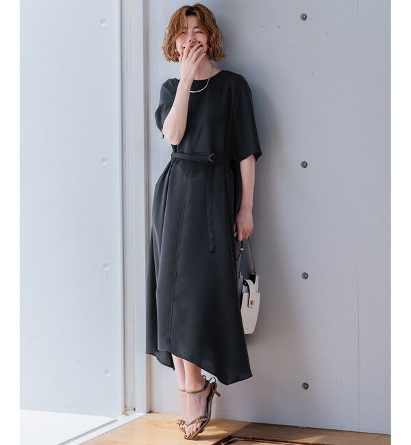 23区「【撥水加工/洗える】キューティクルストレッチツイル イレギュラーヘム ワンピース」|ワンピース|