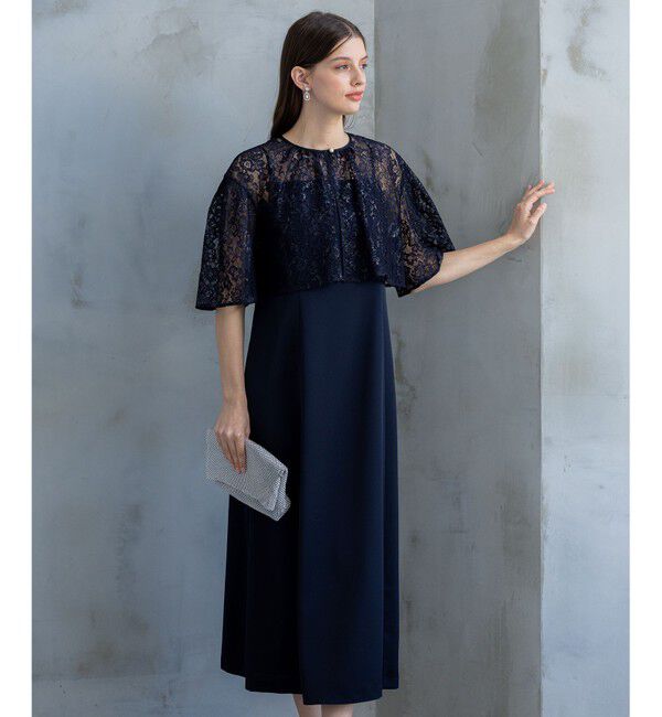 23区「【APPLAUDIR】ブライトフラワーレースコンビ ドレス」|ドレス|ネイビー系
