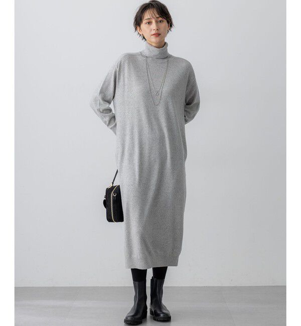 23区「【洗える】カシミヤブレンド タートルネック ニットワンピース」|ワンピース|
