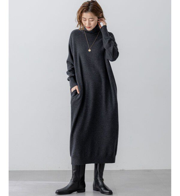 23区「【洗える】カシミヤブレンド タートルネック ニットワンピース」|ワンピース|