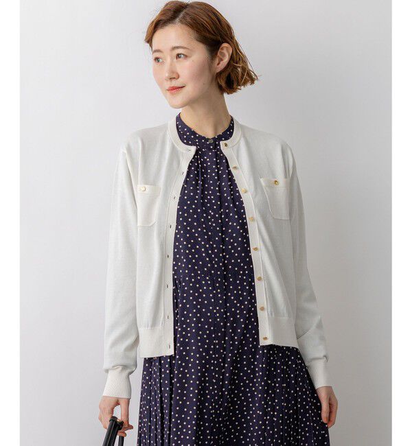 23区「プレミアムビオコットン ポケット カーディガン」|カーディガン|ホワイト系