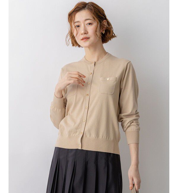 23区「プレミアムビオコットン ポケット カーディガン」|カーディガン|ベージュ系