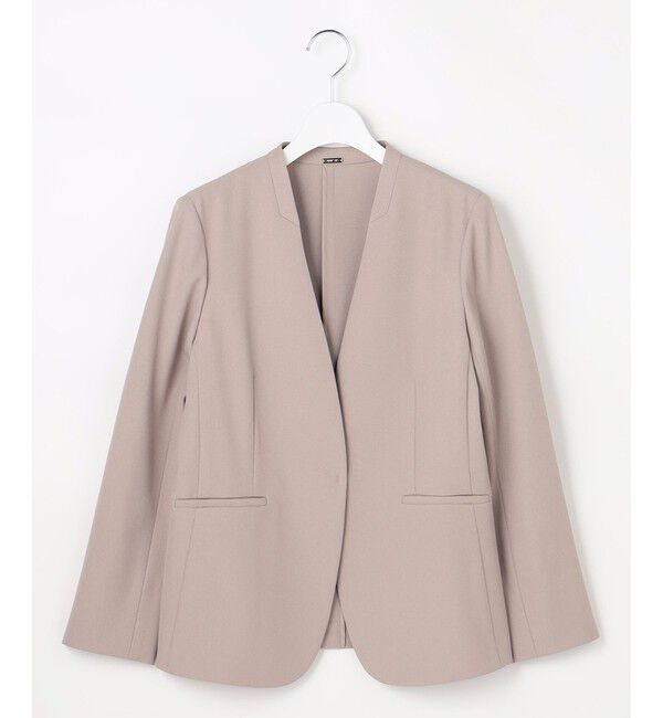 ANY SIS「スマートビューティストレッチカラーレス ジャケット」|ノーカラージャケット|グレージュ