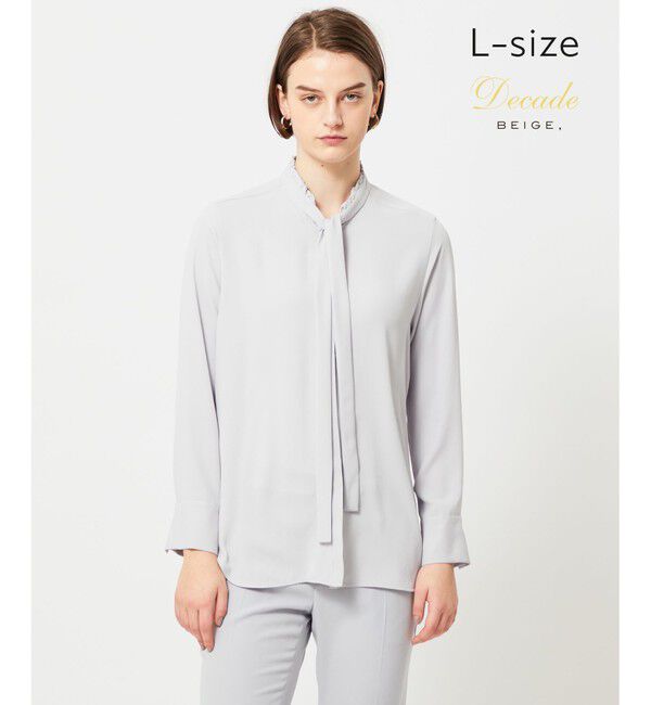 BEIGE,「【洗える・L-size】EVA / ボウタイロングスリーブブラウス」|シャツ・ブラウス|Ice Blue