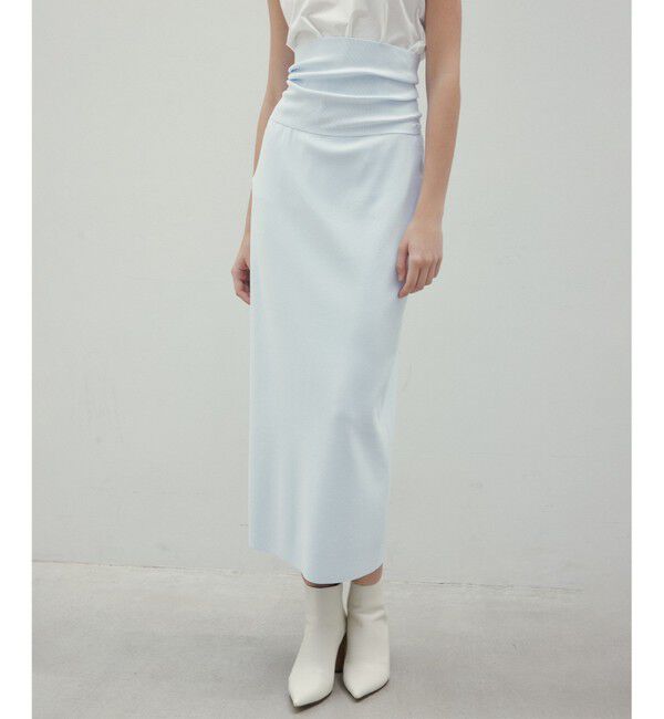 BEIGE,「【洗える】LAURA / Iラインリブスカート」|スカート|Sax