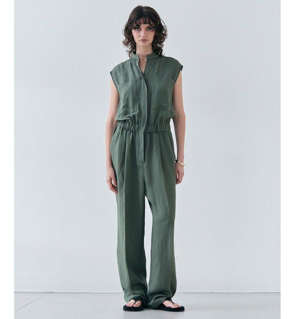BEIGE,「【洗える】BERNARD / リネンノースリーブオールインワン」|オールインワン|Olive