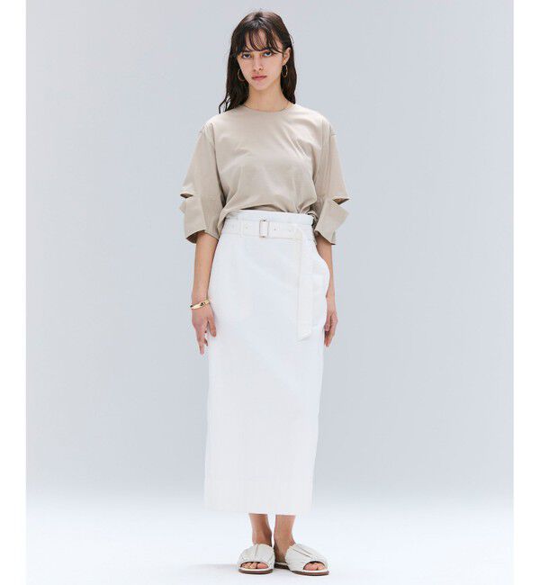 BEIGE,「【洗える・Oggi ８月号掲載】NAVIGLIO / ベルト付きハイウエストデニムスカート」|スカート|