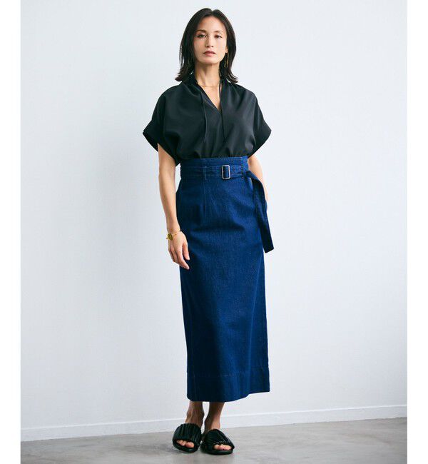 BEIGE,「【洗える・Oggi ８月号掲載】NAVIGLIO / ベルト付きハイウエストデニムスカート」|スカート|