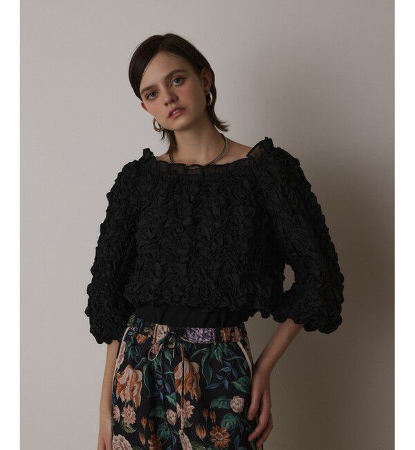 GRACE CONTINENTAL「シャーリングトップ」|その他|ブラック