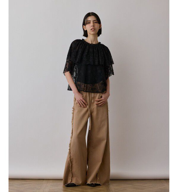 GRACE CONTINENTAL「レースケープブラウス」|シャツ・ブラウス|ブラック