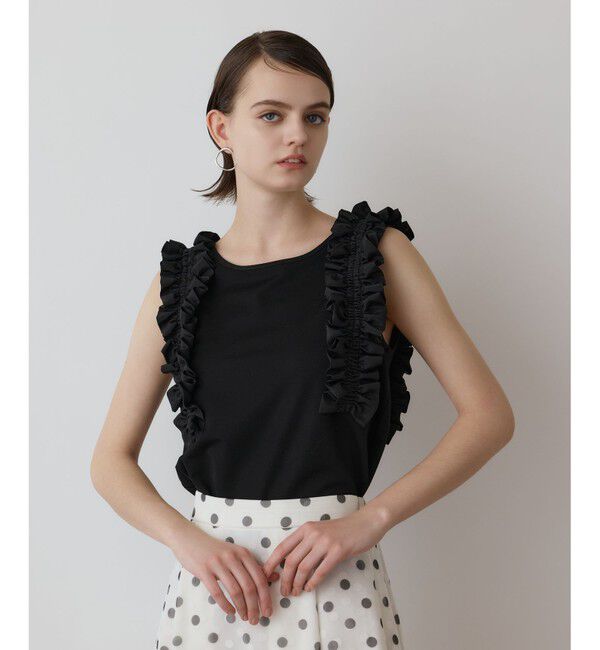 GRACE CONTINENTAL「フリルカットトップ」|その他|ブラック