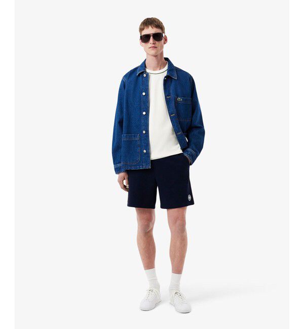 LACOSTE「ローラン・ギャロスコラボ 配色ライン バックプリントTシャツ」|Tシャツ・カットソー|