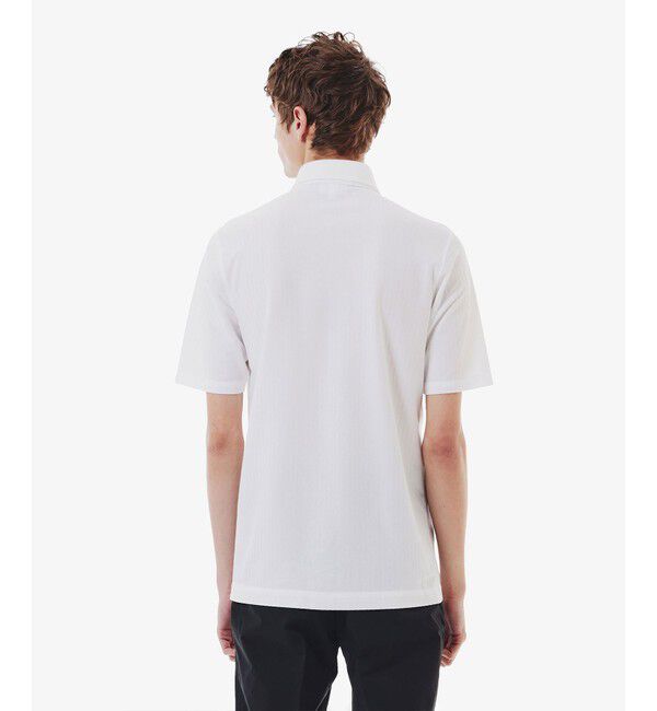 LACOSTE「鹿の子地切り替え同色ストライプボタンダウンポロシャツ」|ポロシャツ|