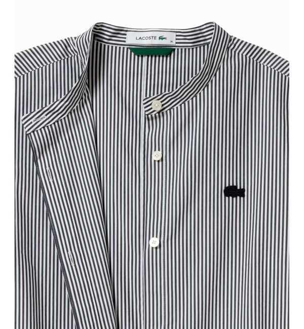 LACOSTE「バンドカラーロングシャツドレス / ストライプシャツワンピース」|ワンピース|