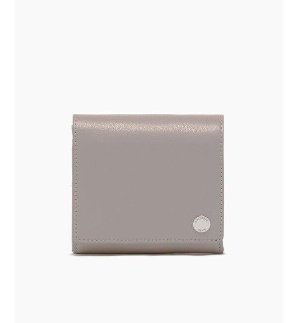 LACOSTE「シルバーブローチ2つ折りレザーミニウォレット」|財布|ベージュ