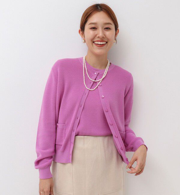 NOLLEY'S「《手洗い可能》ESPOIR 16G片畦クルーネックカーディガン」|カーディガン|