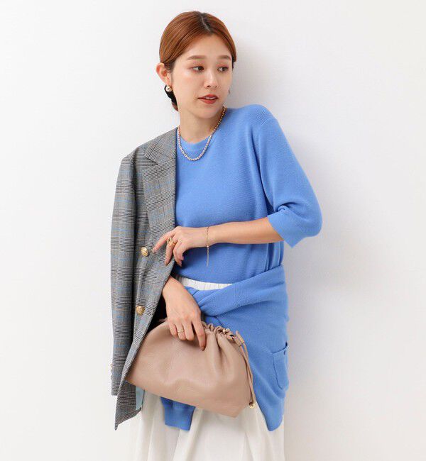 NOLLEY'S「《手洗い可能》ESPOIR 16G片畦5分袖プルオーバーニット」|ニット・セーター|