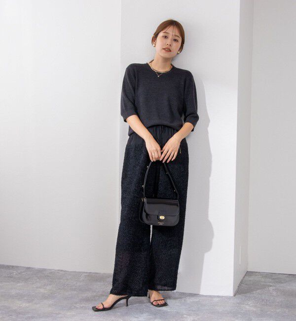 NOLLEY'S「《手洗い可能》ESPOIR 16G片畦5分袖プルオーバーニット」|ニット・セーター|