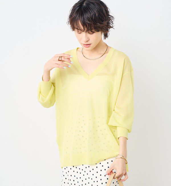 NOLLEY'S sophi「麻混シアーVネックプルオーバーニット」|ニット・セーター|