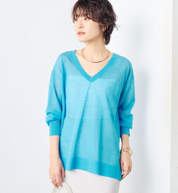 NOLLEY'S sophi「麻混シアーVネックプルオーバーニット」|ニット・セーター|