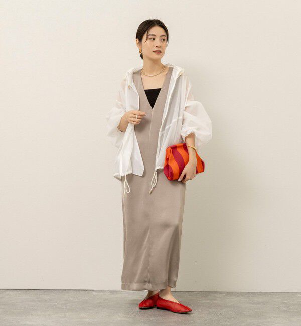 MAQWEL「【MAQWEL/マクウェル】ウォッシャブルサテンワンピース」|ワンピース|ベージュ