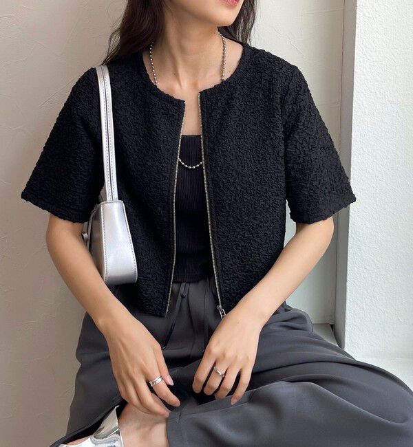 fredy emue「ポコポコZIP半袖カーディガン」|カーディガン|