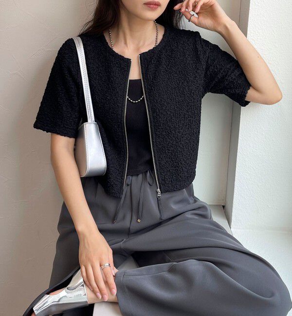 fredy emue「ポコポコZIP半袖カーディガン」|カーディガン|