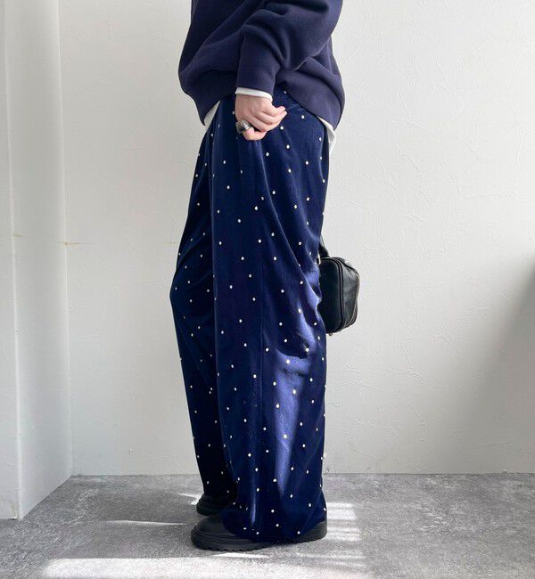 fredy emue「《セットアップ対応》ベロアドット刺繍イージーパンツ」|チノ|