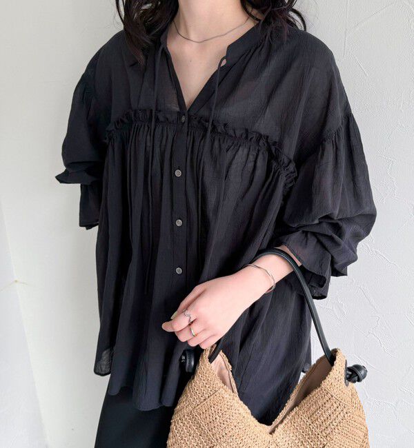 fredy emue「コットンギャザーオーバーブラウス」|シャツ・ブラウス|