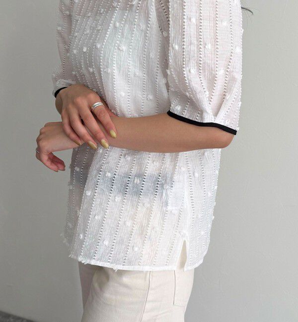 fredy emue「シアージャガードパイピング半袖ブラウス」|シャツ・ブラウス|