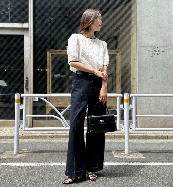 fredy emue「シアージャガードパイピング半袖ブラウス」|シャツ・ブラウス|