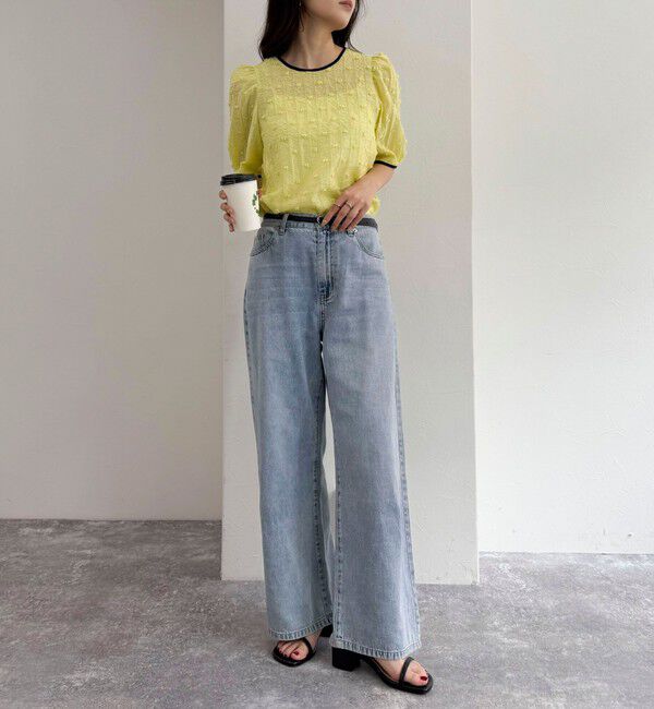 fredy emue「シアージャガードパイピング半袖ブラウス」|シャツ・ブラウス|