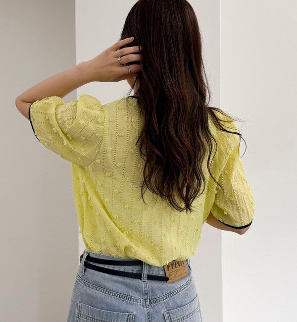 fredy emue「シアージャガードパイピング半袖ブラウス」|シャツ・ブラウス|