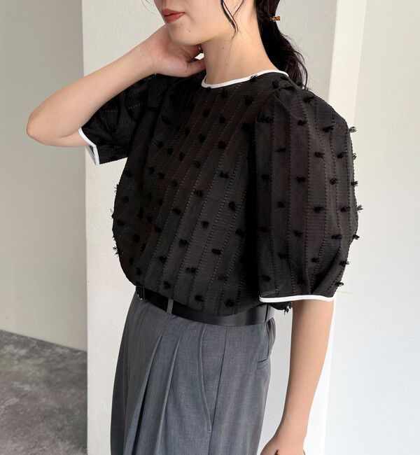 fredy emue「シアージャガードパイピング半袖ブラウス」|シャツ・ブラウス|