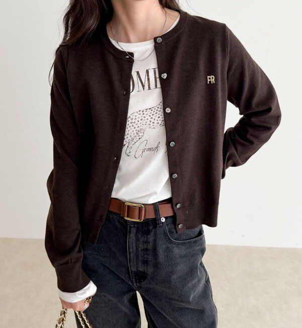 fredy emue「FR刺繍ベーシックカーディガン」|カーディガン|ブラウン