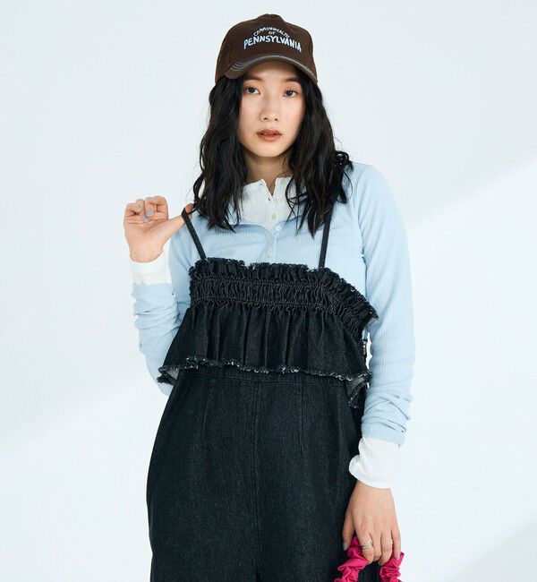 fredy emue「フリルデニムサロペット」|オールインワン|