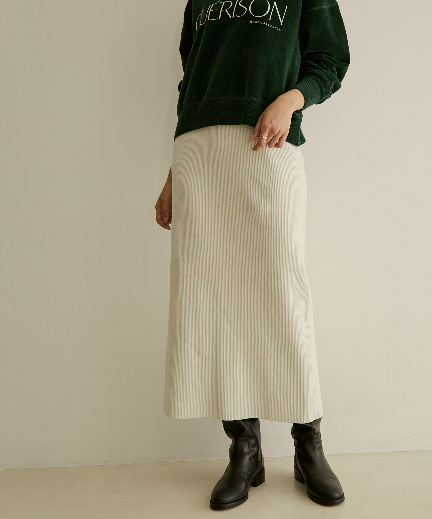 SALON adam et rope'「【極上の肌ざわり】リブタイトスカート-CreamyCotton /クリーミーコットン-」|スカート|ホワイト系(12)