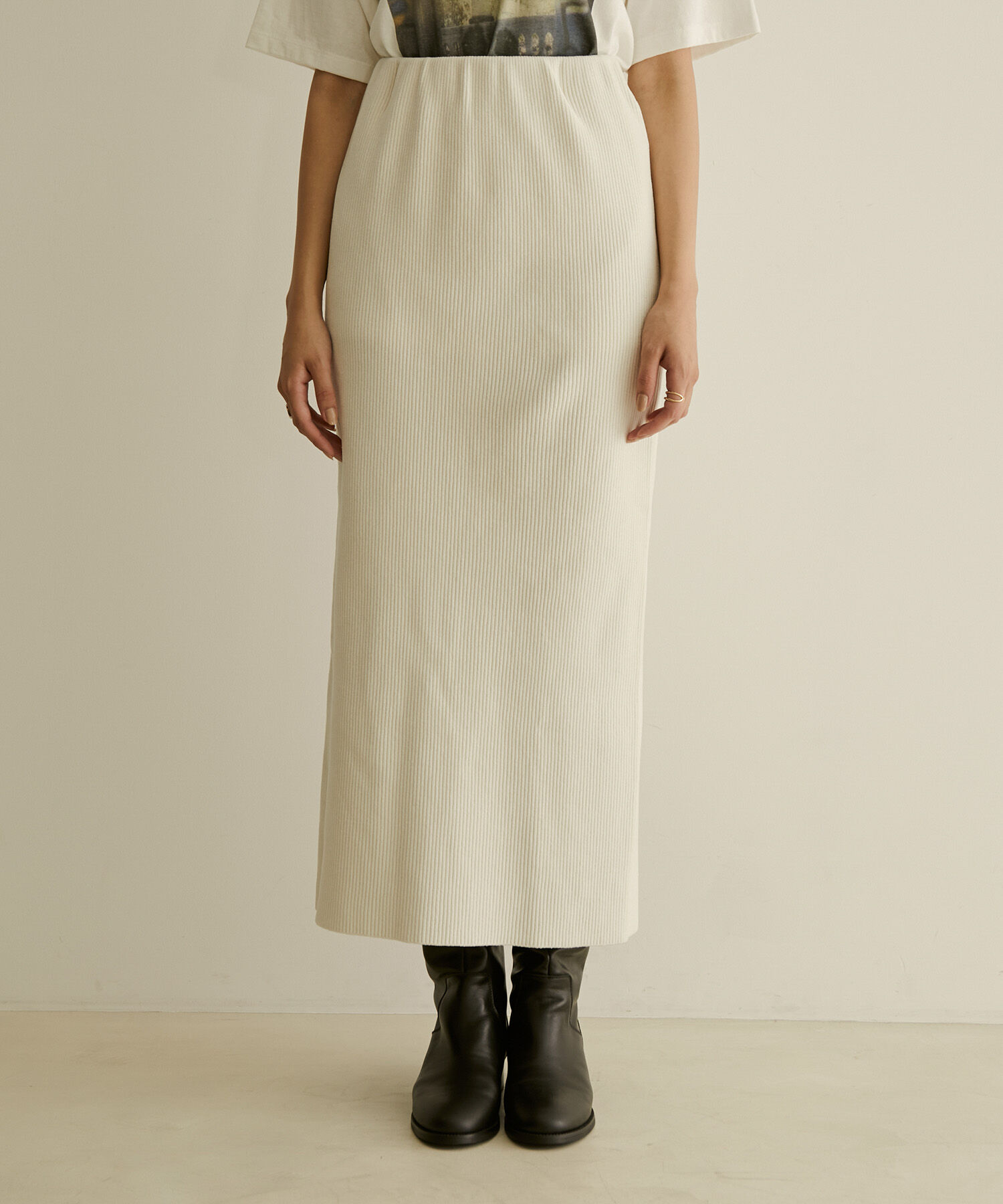 SALON adam et rope'「【極上の肌ざわり】リブタイトスカート-CreamyCotton /クリーミーコットン-」|スカート|